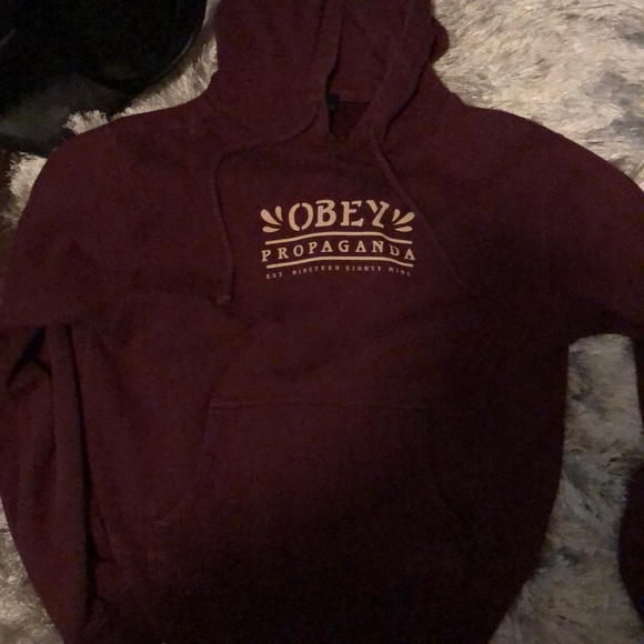burgundy obey hoodie